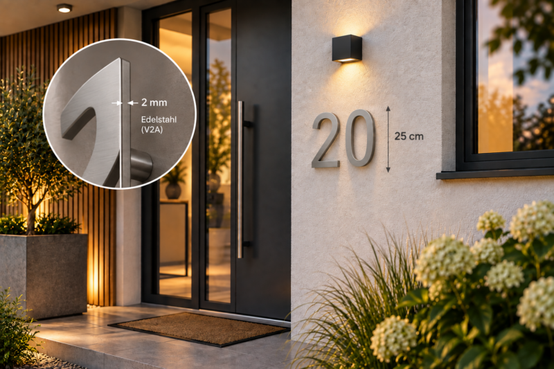 HAUS mit NUMMER 2 mm Edelstahl HAUS mit NUMMER 2 mm Edelstahl